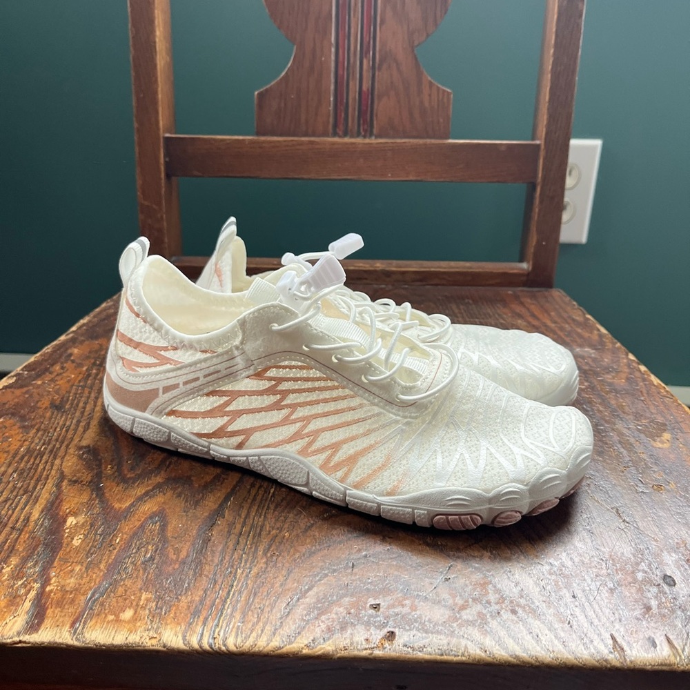 White and Pink Barefoot Athletic Shoes